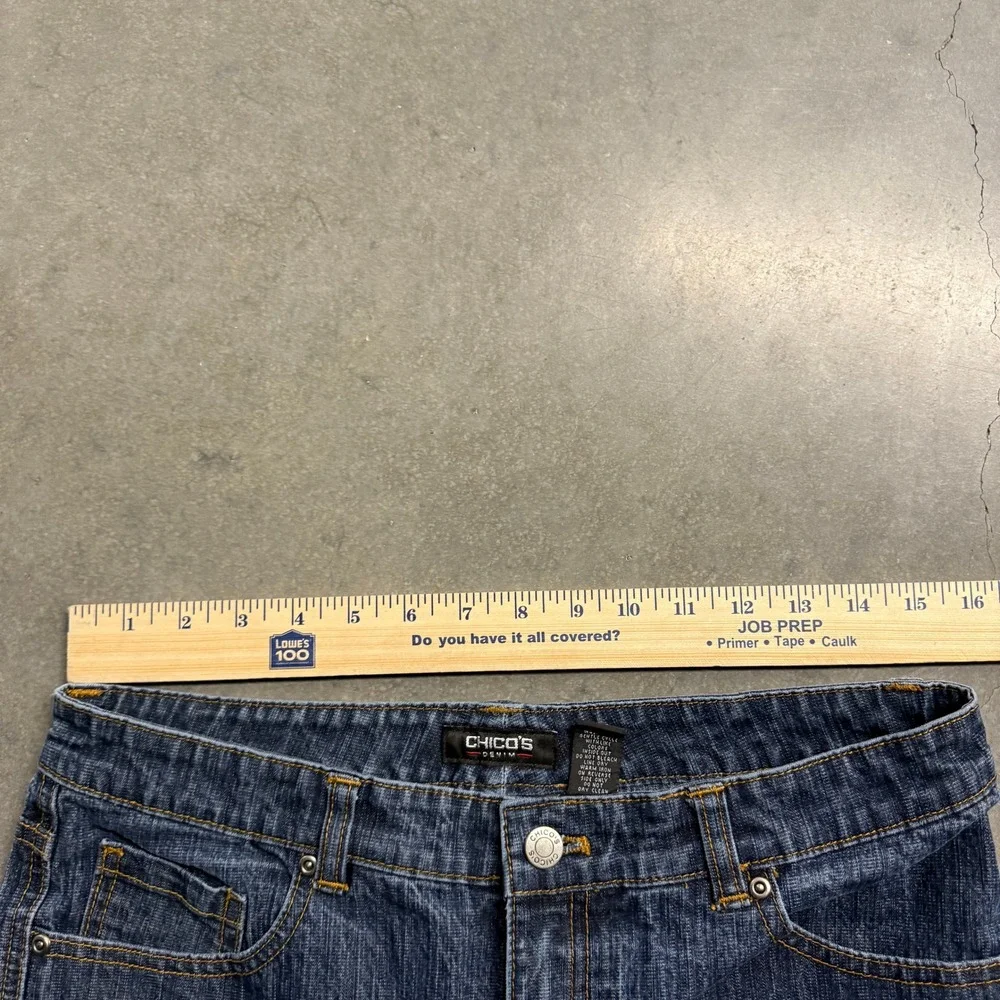 Chico's Denim Women Blue Bootcut Rhinestone Pocket Jeans Size 1.5 Reg 3658